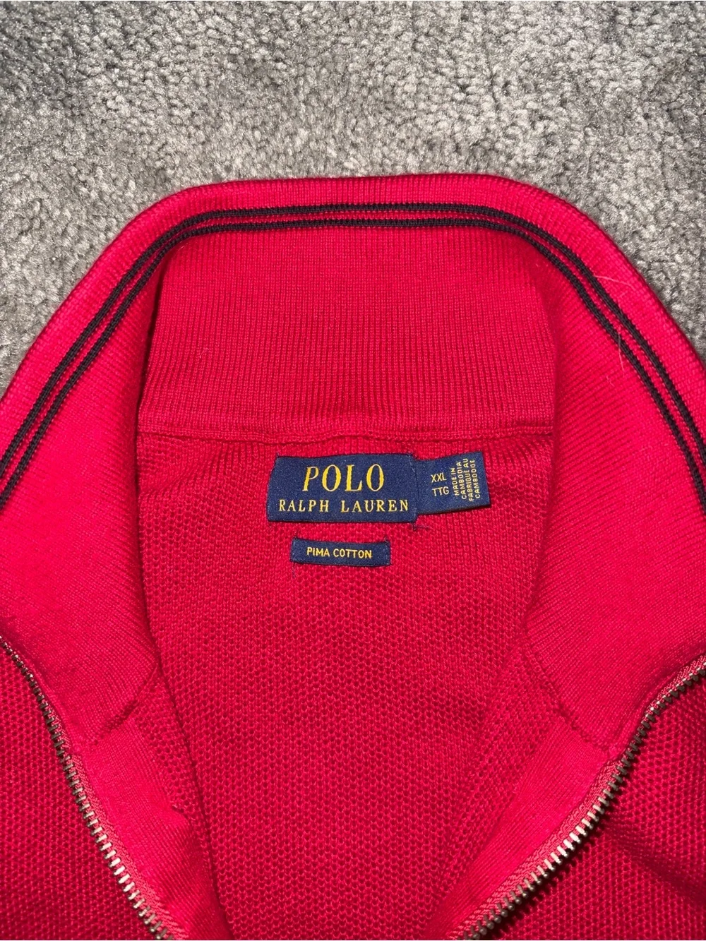 Polo by Ralph Lauren Men's Pima cotton Red Half-Zip Sweater